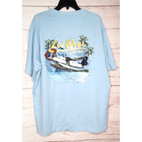 Paradise Shores Cotton XL 5011 Geyser Lei Over Charters Teal Blue T Shirt - Picture 9 of 16